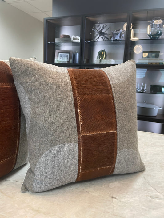 Velvet and Cashmere Mid Mod Pillows with Hairhide Accent