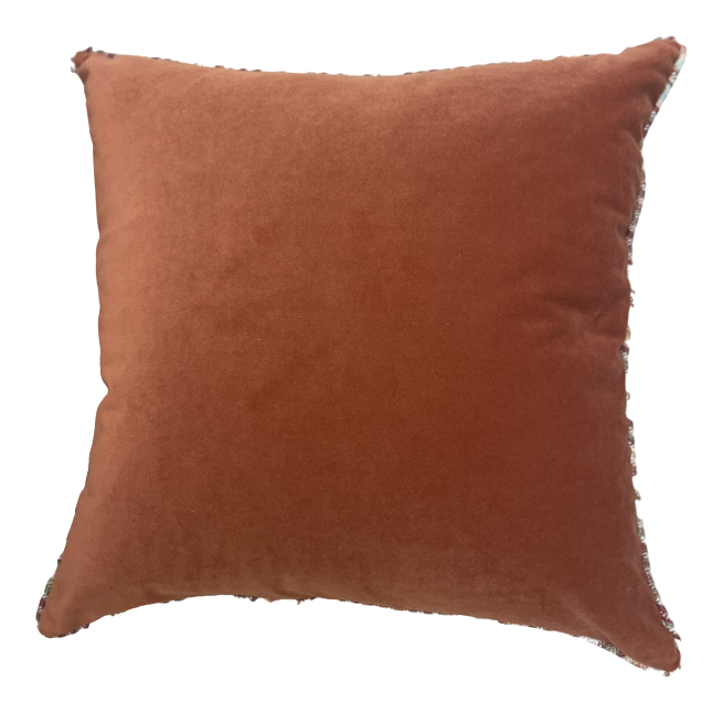 Burnt Orange / Persimmon Velvet 22" Pillows with Cashmere Wool Contrast Welt