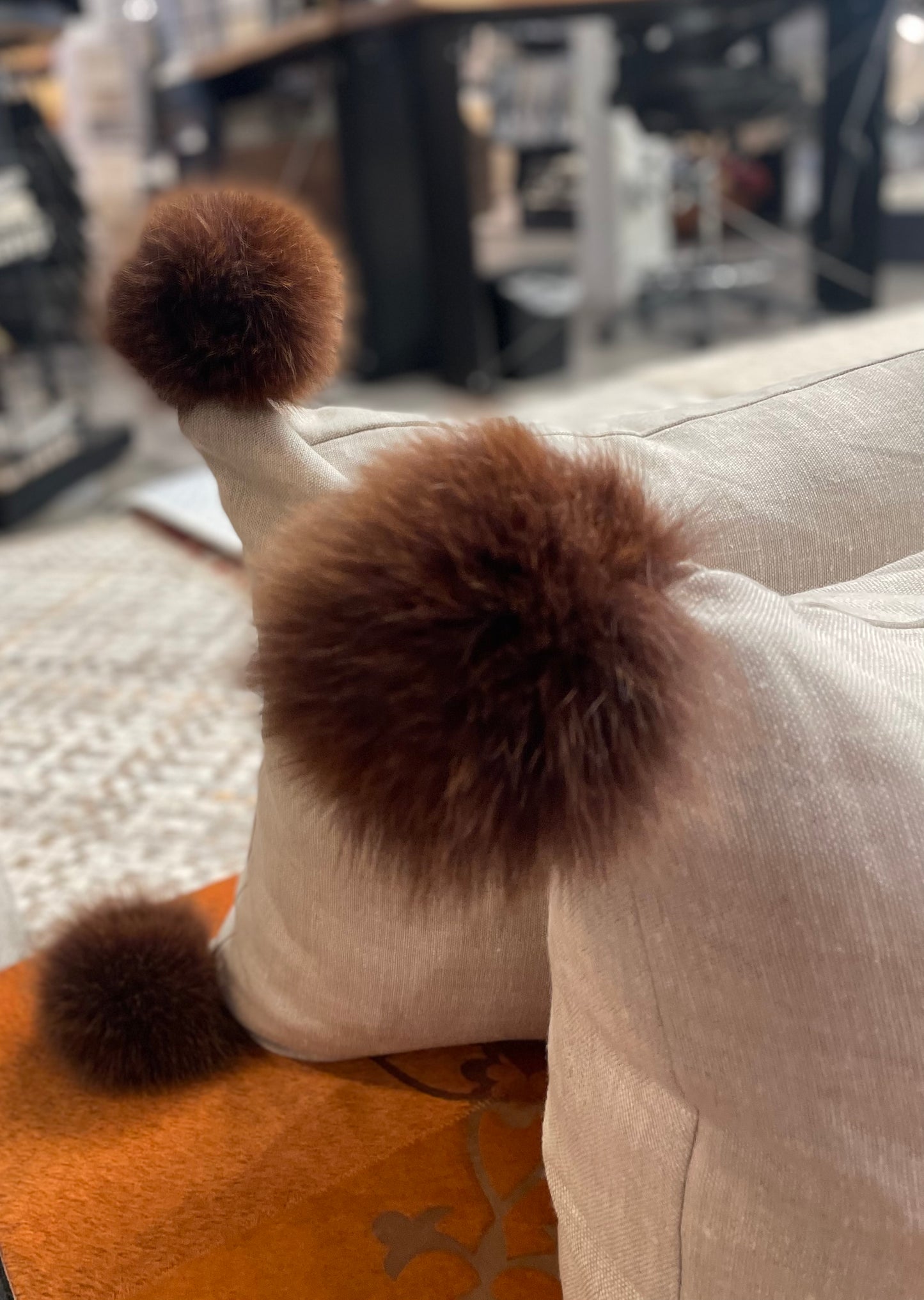 Belgian Linen Pillows with Mink “ caps”